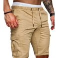 thumbnail image 2 of Men‘s Cargo Sports Short Pants Casual Slim Fit Solid Drawstring Elastic Waist Shorts With Pockets, 2 of 6