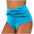 thumbnail image 1 of Pantalon de Bain Plissé à Taille Rayée Uni pour Femme - Bas de Bikini d'Été pour la Plage, 1 of 7