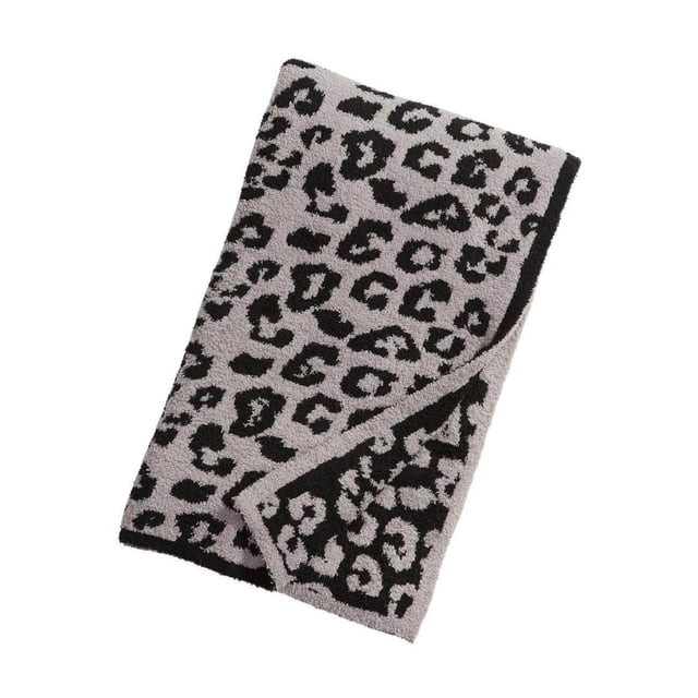 serony Throw Blanket Leopard Print Flannel Fleece Blankets Plush Sofa Blankets gray 51x71in