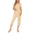 thumbnail image 4 of MINTLIMIT Ensembles de Pyjama Unis pour Femmes, Hauts à Manches Courtes et Pantalons Capri, 4 of 5