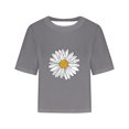 thumbnail image 3 of Women Drop Shoulder Round Neck Oversized Crop Tops Workout Tops Tees, 3 of 5
