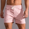 thumbnail image 4 of Teissuly Shorts d'Été Rabais Hommes Unis Décontractés Mode Coton Sport Élastiques Taille Mi-Haute à Lacets, 4 of 5