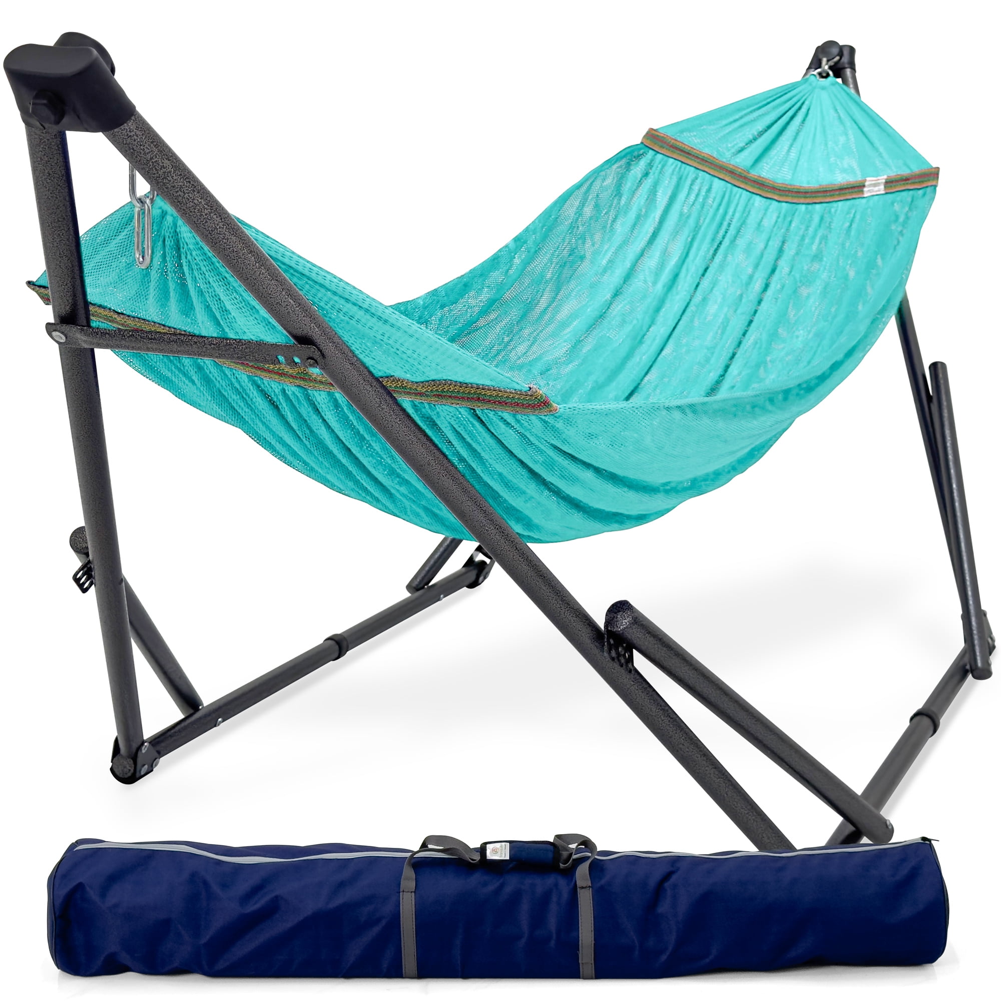 Tranquillo Double Hammock with Stand Included for 2 Persons/ Foldable Hammock Stand 600 lbs Capacity Portable Case - Inhouse, Outdoor, Camping, Sky
