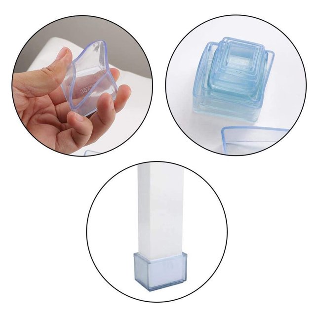 4pcs/set Table Foot Cap Rubber Chair foot cap; Leg Protector Square Furniture Floor Foot Pad, 20x20mm