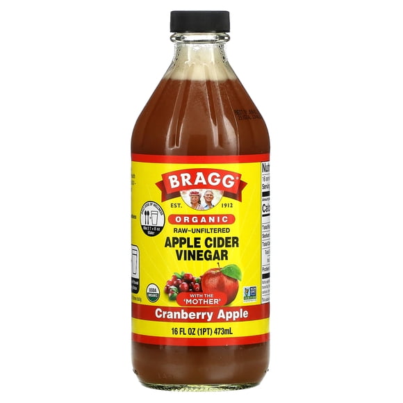 Bragg , Vinaigre de Cidre de Pomme Biologique, Canneberge et Pomme, 16 fl oz (473 ml)
