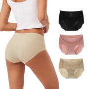 INNERSY Women's No Show Seamless Hipster Panties No Panty Line Underwear 3-Pack(M,Black/Pink/Nude)