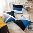 thumbnail image 5 of Set of 4 Throw Pillow Covers Modern Abstract Stripe Simple Geometric Acrylic Bold Decorative Pillow Cases Home Decor Square 16x16 Inches Pillowcases(Grey Blue), 5 of 5