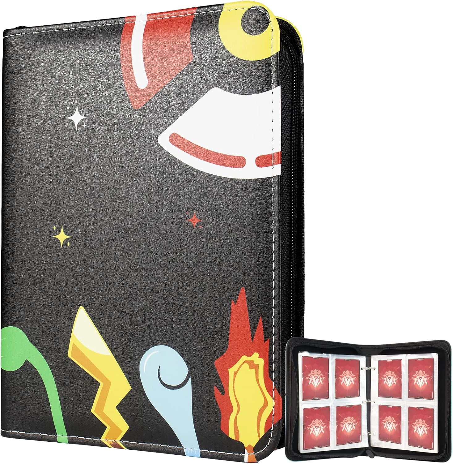 HSHDLDF Trading Card Binder with Sleeves Collection Cartable Cards Zipper Binder Collect Holder Album 400 Cards with 50 Removable Page Carrying Case Binder Book Folder Storage for Boys Girls(Black）