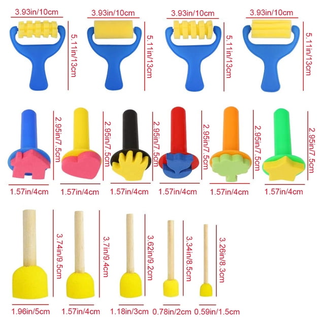 44pcs Sponge Painting Brushes Kit Mini DIY Painting Kits Early Learning Kids Paint Set Child Play Gift