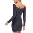 thumbnail image 3 of CRYSTAL DOLLS Womens Silver Glitter Zippered Long Sleeve Surplice Neckline Mini Party Body Con Dress 7, 3 of 3