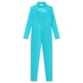 thumbnail image 3 of TiaoBug Girls Ice Skating Jumpsuit Rhinestone Mock Neck Competition Figure Skating Dancewear Lake Blue 14, 3 of 7