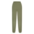 thumbnail image 4 of Women's Plus Size Pants High Waisted Drawstring Solid Color Sweatpants Elastic Taper Leg Lounge Joggers Pant Army Green XXXL, 4 of 6