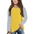 thumbnail image 2 of Boys Girls Summer Tops Tees Casual Raglan Long Sleeve Color Block Patchwork Stylish Tee Blouse Daily Spring Shirts For Kid 10-11T, 2 of 7