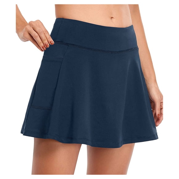 Fgnfyis With Pockets Inner Skorts Tennis Elastic Shorts Women Sports Skirts Skirt Womens Skirts Navy M