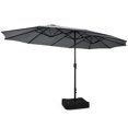thumbnail image 2 of Patiojoy Parasol de Patio Double Face de 15 Pieds avec Base, Parasol de Marché Extra-Grand pour l'Extérieur, Gris, 2 of 8