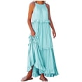 thumbnail image 1 of fatyb Robe d'Été 2025 pour Femmes Sans Manches à Volants à Étages Robe Maxi Fluide Décontractée Longue pour la Plage, 1 of 6