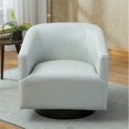 thumbnail image 3 of Comfort Pointe Given Dove Chaise d'Appoint Pivotante en Similicuir Gris avec Base en Bois, 3 of 11