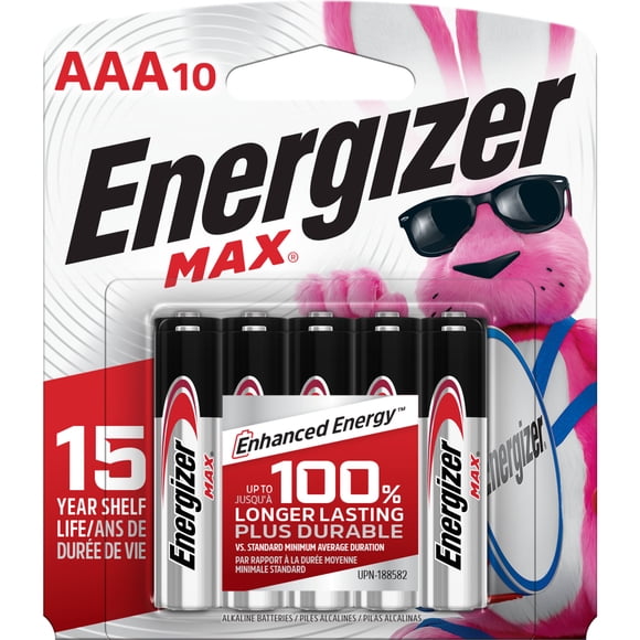 Piles alcalines AAA Energizer MAX, emballage de 10