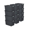 thumbnail image 1 of Sterilite 12 Pack 34 Gal Latch Tote, Stackable Plastic Storage Bin, Gray/Green, 1 of 7