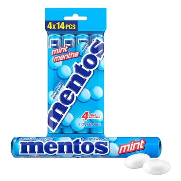 Mentos Chewy Mints, Mint - Pack of 4 Rolls (56 Pieces), 37g per roll