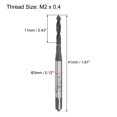 thumbnail image 2 of Unique Bargains M2 x 0.4 Spiral Flute Thread Tap, Metric Machine Threading Tap HSS Nitriding Coated, Round Shank with Square End, 2pcs, 2 of 7