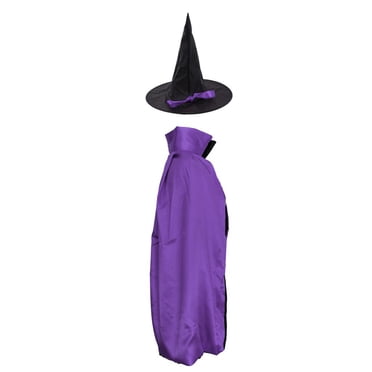 1 Set Halloween Kid Adult Witch Cape Hat Costume Cloak Party Cosplay Dressing Up - purple, 90 cm