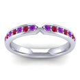 thumbnail image 1 of 0.30 Carat Dernière Forme Ronde Améthyste & Rouge Rubis Gemme Mariée Éternité Bande pour les Femmes Solides 18K Or Blanc Taille 3.5 par Diamond-Capitals, 1 of 8