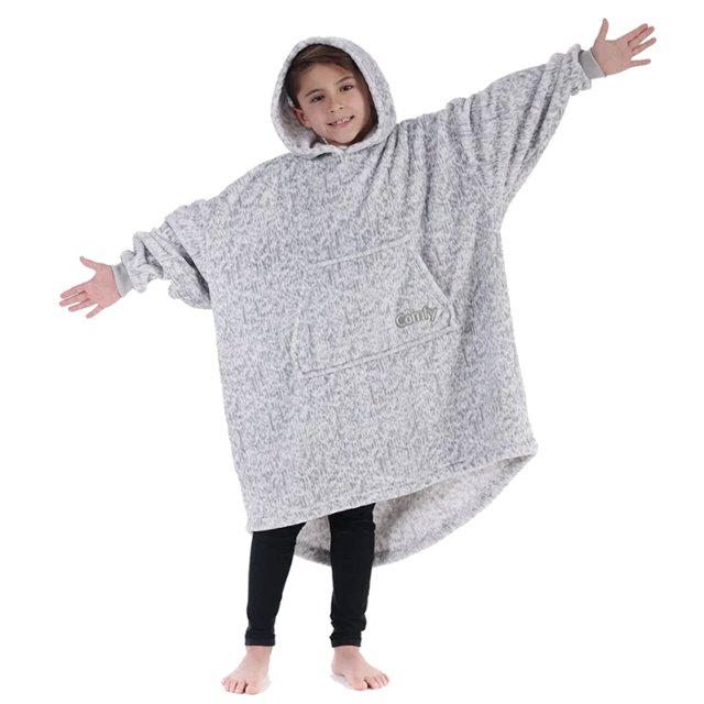 The Comfy Dream Jr Kids Oversized Microfiber Wearable Blanket, Heather Gray