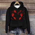 thumbnail image 2 of WEAIXIMIUNG Sweat à Rayures pour Femmes Automne et Hiver 2025 Tendance avec Capuche et Imprimé Lettre, 2 of 4