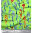 thumbnail image 1 of Soimoi Green Viscose Chiffon Fabric Fish Ocean Decor Fabric Printed Yard 42 Inch Wide, 1 of 2