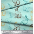 thumbnail image 3 of Soimoi Green Poly Crepe Fabric Rabbit Animal Printed Craft Fabric by the Yard 52 Inch Wide, 3 of 3