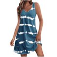 thumbnail image 1 of Penkiiy Robe d'Été Décontractée pour Femmes avec Poches Robe de Plage Bohème d'Été Robe T-Shirts Florale Robe Débardeur Ample Col en V S Bleu, 1 of 6