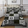 thumbnail image 1 of YST Kids Happy Camping Quilt Bedding Set Queen,Rustic Rv Camper Bedspread for Bunks Travel Trailer,Green Buffalo Plaid Patchwork Quilts Set Pine Tree Deer Christmas Coverlet Set, 1 of 5