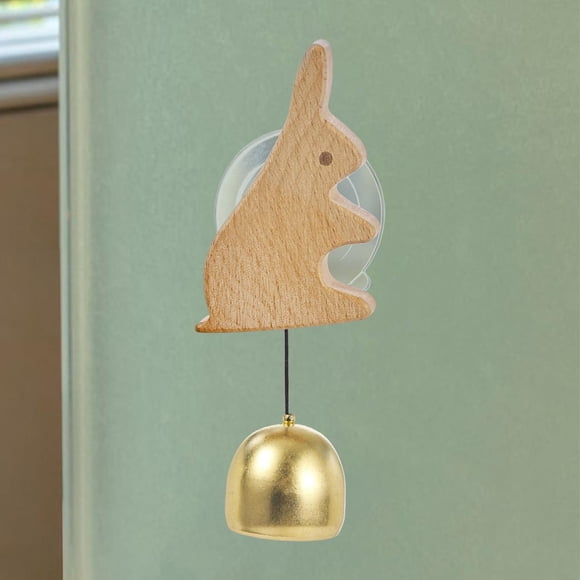 Elodie Shopkeepers Bell Wood Door Chime Creative Animal Metal Doorbell with Suction Cup for Backyard Restaurant Porch Entering Decor Bunny