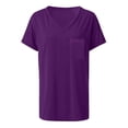 thumbnail image 5 of Womens Solid Short Sleeve V-Neck Casual Pockets Tee Tops T Shirt, 5 of 5