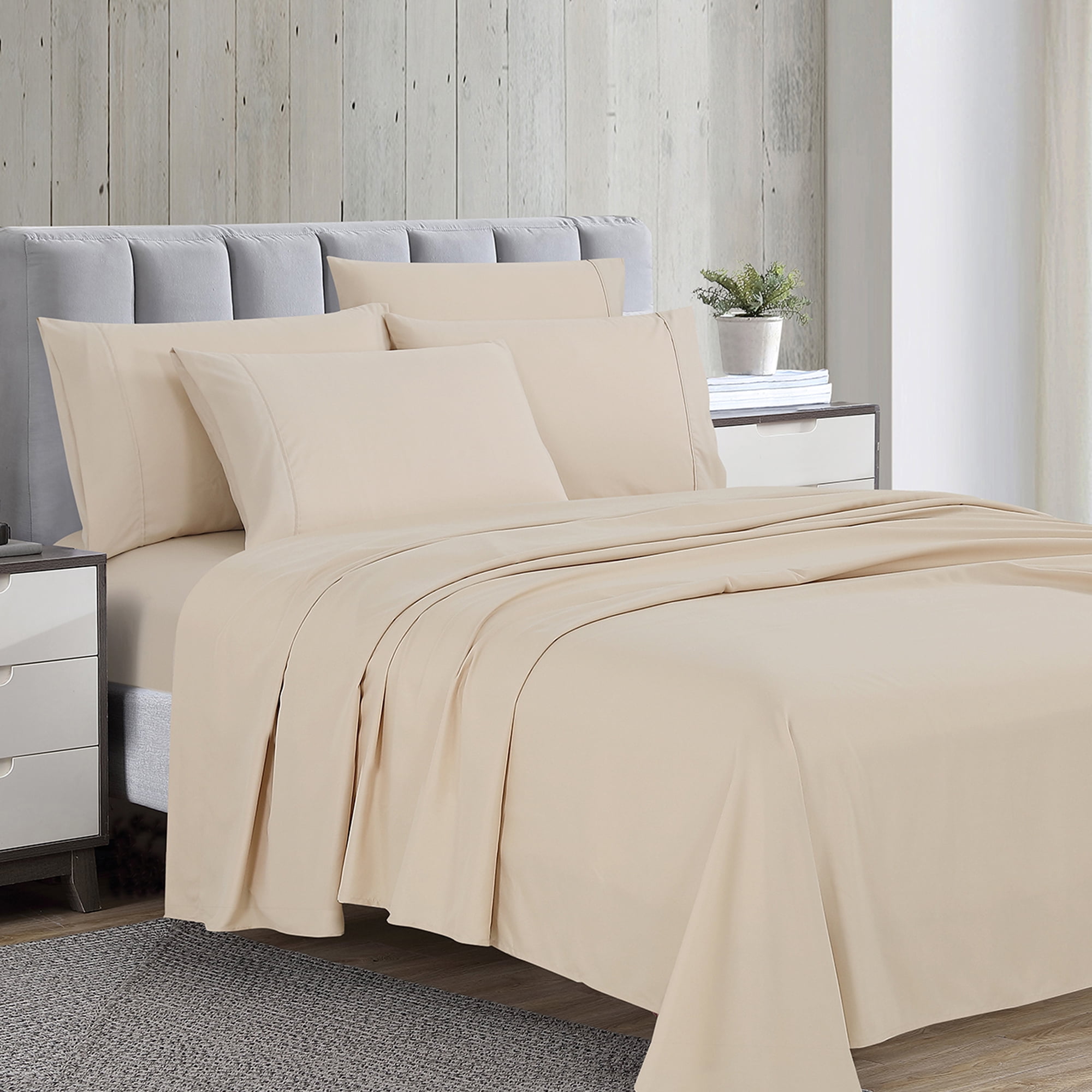 Ensemble de draps de luxe Swift Home 6 pièces avec taie d'oreiller additionnelle, Queen