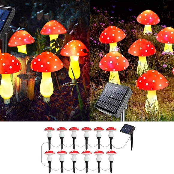 Sales Today Clearance! Solar Garden Lights, Waterproof Outdoor Decorations, Colorful LED Light String with 12 Mushrooms, Solar Powered Fairy Lights for Garden, Patio, Yard Decor