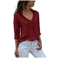 thumbnail image 1 of Timegard Button down Shirts for Women Plus Size Chiffon Lapel Neck Long Sleeve Tops Work Office Blouse, 1 of 6