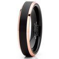 thumbnail image 2 of Mens Tungsten Wedding Band Ring Black Rose Goldtone Edges 4MM, 2 of 3