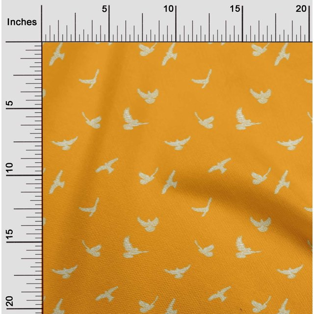 oneOone Cotton Cambric Fabric Bird Ikat Print Fabric BTY 56 Inch Wide