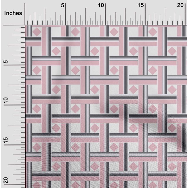 oneOone Cotton Flex Fabric Diamond & Basketweave Geometric Print Fabric BTY 40 Inch Wide