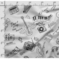 thumbnail image 2 of Soimoi Musical Instruments Print, Poly Taffeta Fabric, Decor Sewing Fabric by The Yard 56 Inch Wide, Decorative Fabric for Outdoor Upholstery, Umbrellas and Home Accents, White & Black, 2 of 5