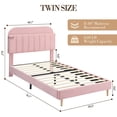 thumbnail image 3 of BeesClover Velvet Platform Bed with Storage Headboard and Bookcase, Upholstered Bed Frame for Kids and Girls, Quiet Design with Strong Wood Slats and Metal Legs, Easy Assembly, 3 of 9