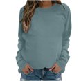 thumbnail image 1 of Hauts à Manches Longues pour Femmes Mode Femmes Décontracté Manches Longues Col Rond Uni Chandail pour Dames Hauts Blouse Blouses à Manches Longues pour Femmes Hauts à Manches Longues Hauts pour Femmes Manches Longues, 1 of 4