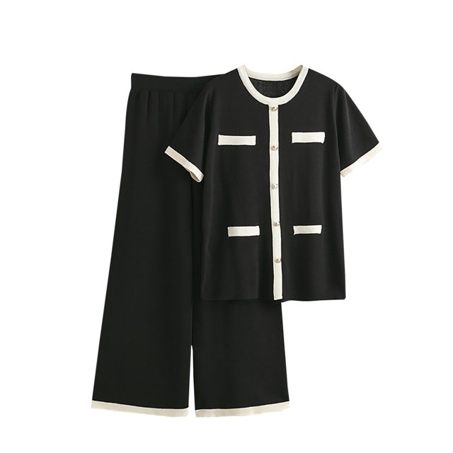 Ensembles Assortis de Détente pour Femmes, T-Shirts à Manches Courtes à Col Rond, Pantalons Amples à Jambes Larges, Pyjamas, Ensembles de PJs, Vêtements d'Été pour Femmes