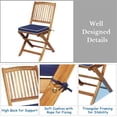 thumbnail image 4 of Pemberly Row 3PCS Patio Folding Bistro Set Cushioned Chair Conversation Blue, 4 of 8