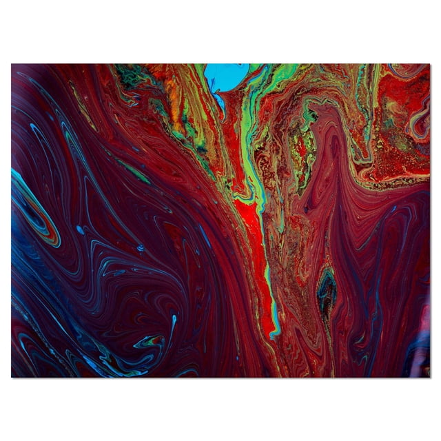 Design Art Impression sur Toile de Peinture Acrylique Rouge Foncé Montrant des Motifs Abstraits Tourbillonnants Rouge Foncé, Bordeaux, Bleu et Vert sur Toile de Coton Enveloppée pour Galerie avec un sous-Cadre en Bois de 1 Po, Prête à Accrocher, Conçue et Fabriquée au Canada, Convient à la Décoration Murale Moderne de la Maison et du Bureau.