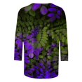 thumbnail image 4 of Xihbxyly Hauts pour Femmes Manches 3/4 T-shirt Imprimé de Mode pour Femmes Blouse à Manches 3/4 Col Rond Hauts Décontractés Articles en Liquidation, 4 of 5