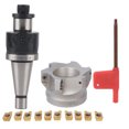 thumbnail image 2 of Face Mill Cutter,NT30-FMB27 Collet Chuck Holder+BAP400R-80-27-6-Flute Milling Cutter+APMT1604 Inserts, 2 of 8
