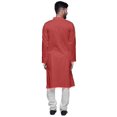 thumbnail image 3 of Atasi Cotton Slub Mens Kurta Solid Button Down Long Sleeve Indian Partywear, 3 of 5